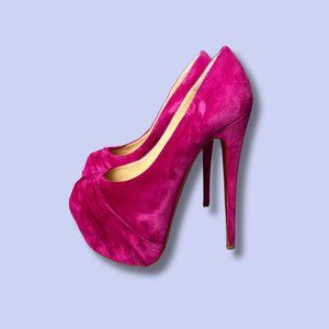 🌟EU 37.5 Christian Louboutin Drapesse Veau Velours Pumps - Pink - Gently Used🌟
